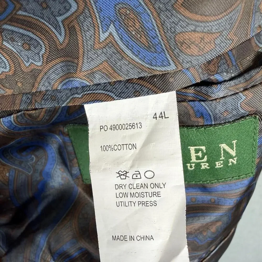 Lauren Ralph Lauren Corduroy Blazer Mens 44L Brown 2 Button Jacket Sport Coat
